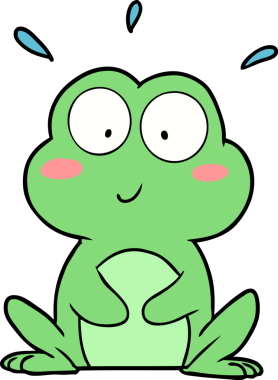 Bir insan tarafından çizilmiş şirin bir kurbağa.