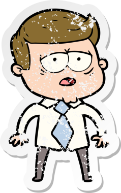 Bir insan tarafından çizilmiş yorgun bir çizgi filmin sıkıntılı çıkartması.