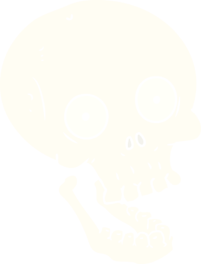 Bir insan tarafından çizilmiş düz renkli çizgi film kafatası