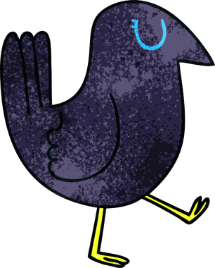 Bir insan tarafından çizilmiş tuhaf bir karga.