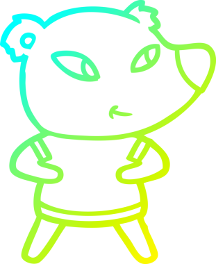 Bir insan tarafından çizilmiş şirin bir çizgi film ayısının soğuk gradyan çizgisi.