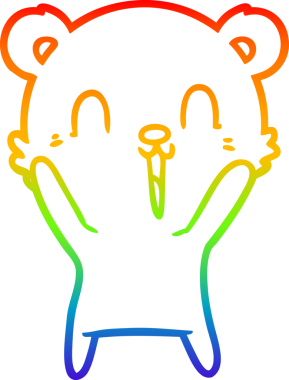 Bir insan tarafından çizilmiş mutlu bir kutup ayısının gökkuşağı gradyanı çizimi