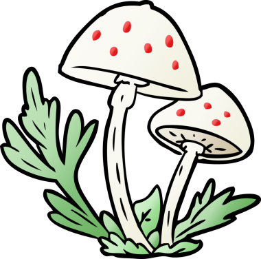 Bir insan tarafından çizilmiş vahşi mantarlar.