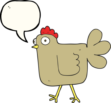 Bir insan tarafından çizilmiş serbest konuşma balonu çizgi filmi tavuğu.