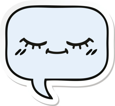 Bir insan tarafından çizilmiş şirin bir karikatür konuşma balonunun etiketi.