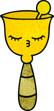 Bir insan tarafından çizilmiş okul çanının retro grunge desenli karikatürü.