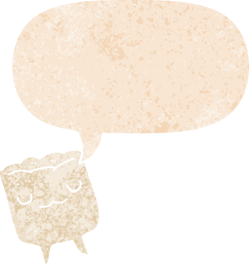 Bir insan tarafından çizilmiş grunge dertli retro desenli konuşma baloncuklu çizgi film dişleri