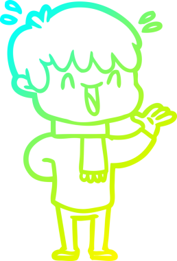 Bir insan tarafından çizilmiş gülen bir çizgi film karakteri çizimi.