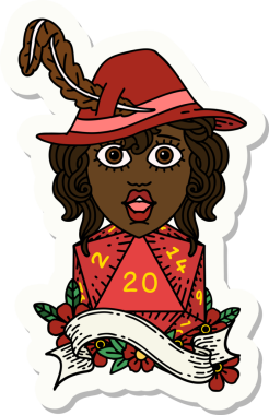 Bir insan şairin çıkartması. Bir insan tarafından çizilmiş doğal 20 zarlı.