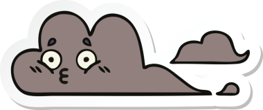 Bir insan tarafından çizilmiş şirin bir fırtına bulutunun çıkartması.