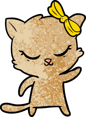 Bir insan tarafından çizilmiş sevimli çizgi film kedisi.