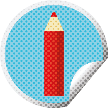 kırmızı renkli kalem grafik vektör çizimi bir insan tarafından çizilmiş dairesel etiket