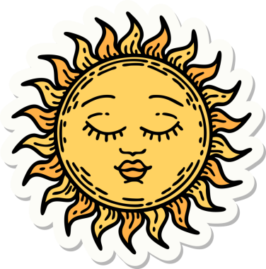 Bir insan tarafından çizilmiş geleneksel güneş şeklinde dövme çıkartması.