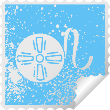 Bir insan tarafından çizilmiş bir film kasetinin sıkıntılı kare soyma etiketi sembolü