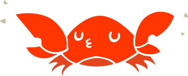 Bir insan tarafından çizilmiş düz renkli çizgi film yengeci