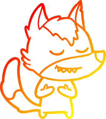 Bir insan tarafından çizilmiş dost canlısı bir kurt çizgi çizimi.