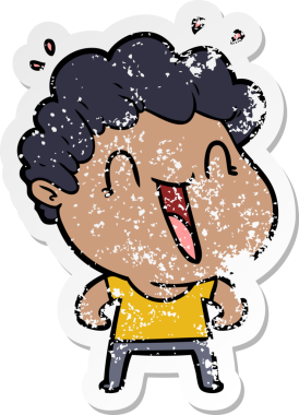 Bir insan tarafından çizilmiş mutlu bir adamın sıkıntılı çıkartması.