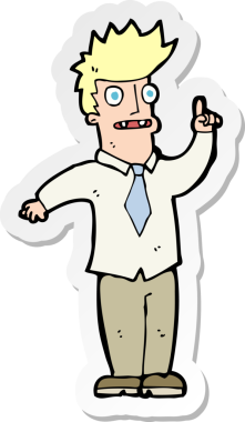 Bir insan tarafından çizilmiş fikri olan bir karikatürcünün çıkartması.