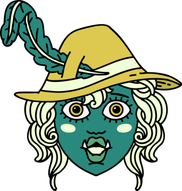 Retro Dövme Biçimli Ork karakteri bir insan tarafından çizildi