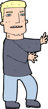 Bir insan tarafından çizilmiş karikatür adam.