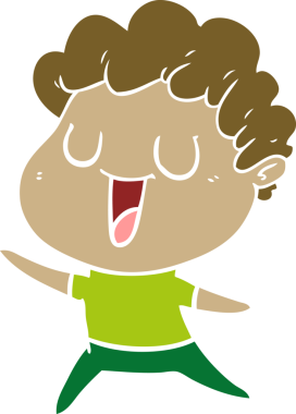 Bir insan tarafından çizilmiş düz renkli karikatür adam.