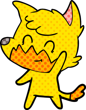 Bir insan tarafından çizilmiş tilki çizgi film karakteri