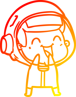 Bir insan tarafından çizilmiş mutlu bir astronotun sıcak çizgi çizimi