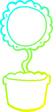 Bir insanın çizdiği karikatür çiçeğinin soğuk gradyan çizgisi.