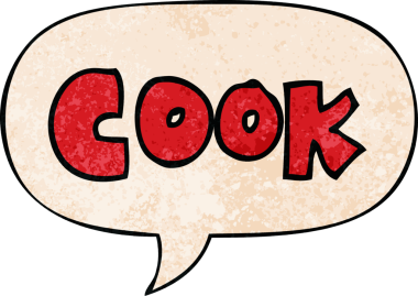 bir insan tarafından çizilmiş eski dokular şeklinde konuşma baloncuğu ile çizgi film aşçısı