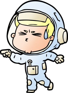 Çizgi film bir insan tarafından çizilmiş astronot.