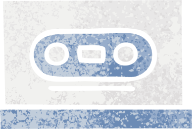 Bir insan tarafından çizilmiş retro illüstrasyon tarzı bir kaset.