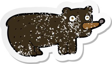 Bir insan tarafından çizilmiş komik bir çizgi film kara ayısının gerilimli çıkartması.