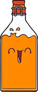 Bir insan tarafından çizilmiş eski bir meyve suyu şişesi.