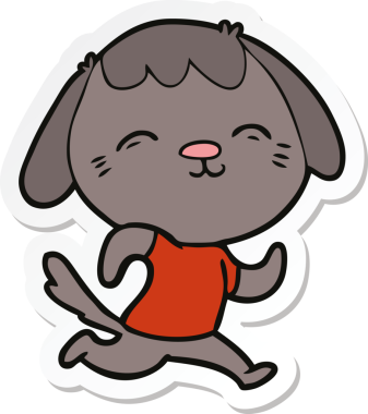 Bir insan tarafından çizilmiş mutlu bir köpeğin çıkartması.