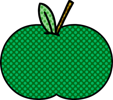 Bir insan tarafından çizilmiş sulu bir elmanın karikatürü.