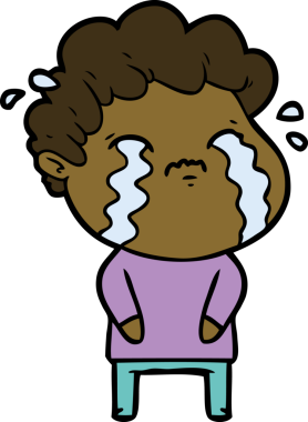 Bir insan tarafından çizilmiş ağlayan çizgi film adamı.