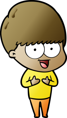 Bir insan tarafından çizilmiş mutlu çizgi film çocuğu.