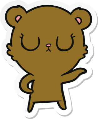 Bir insan tarafından çizilmiş barışçıl bir çizgi film ayısının çıkartması.