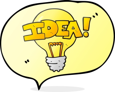 Bir insan tarafından çizilmiş serbest konuşma balonu fikri ampul sembolü