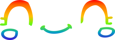 Gökkuşağı gradyan çizimi. Bir insan tarafından çizilmiş şirin bir çizgi film yüzü.