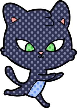 Bir insan tarafından çizilmiş sevimli çizgi film kedisi.