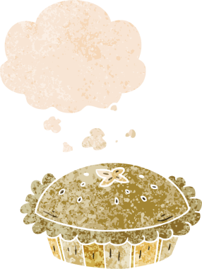 Düşünce baloncuklu çizgi film turtası grunge sıkıntılı retro desenli bir insan tarafından çizilmiş