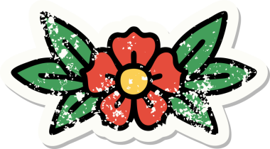 Bir insan tarafından çizilmiş geleneksel bir çiçek stili dövmesi.