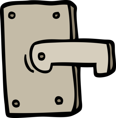 Bir insan tarafından çizilmiş karalama tarzı metal kapı kolu.