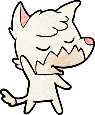 Bir insan tarafından çizilmiş dost canlısı çizgi film tilkisi