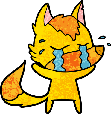 Bir insan tarafından çizilmiş üzgün küçük tilki çizgi film karakteri.