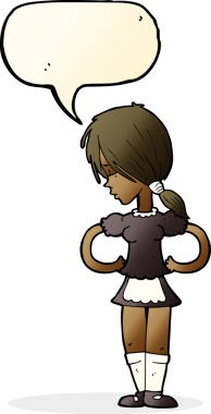 Bir insan tarafından çizilmiş konuşma balonu olan çizgi film garsonu.