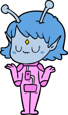 Bir insan tarafından çizilmiş uzaylı kız.