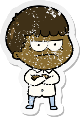 Bir insan tarafından çizilmiş sıkıntılı bir karikatür çıkartması.