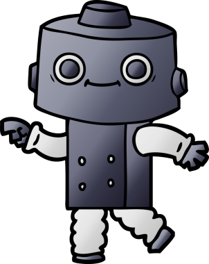 Bir insan tarafından çizilmiş çizgi film robotu